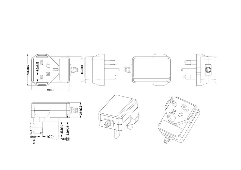 20W power adpter UK version_drawing
