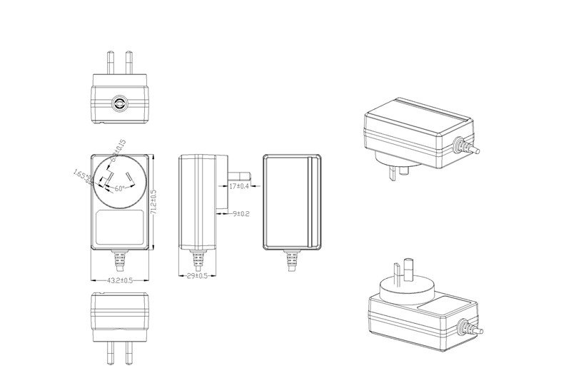 30W series AU power adapter_drawing