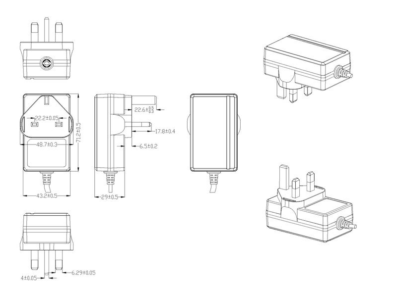 30W series UK power adapter_drawing