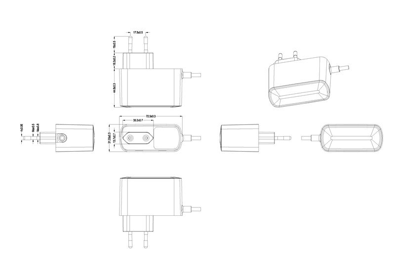 24W vertical shape power adapter EU version_drawing