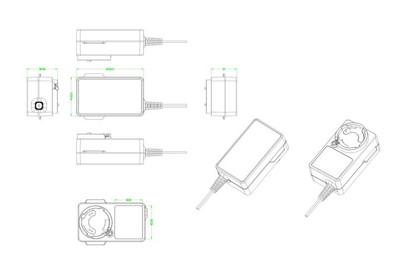 48W Interchangeable Plugs External AC Power Adapters